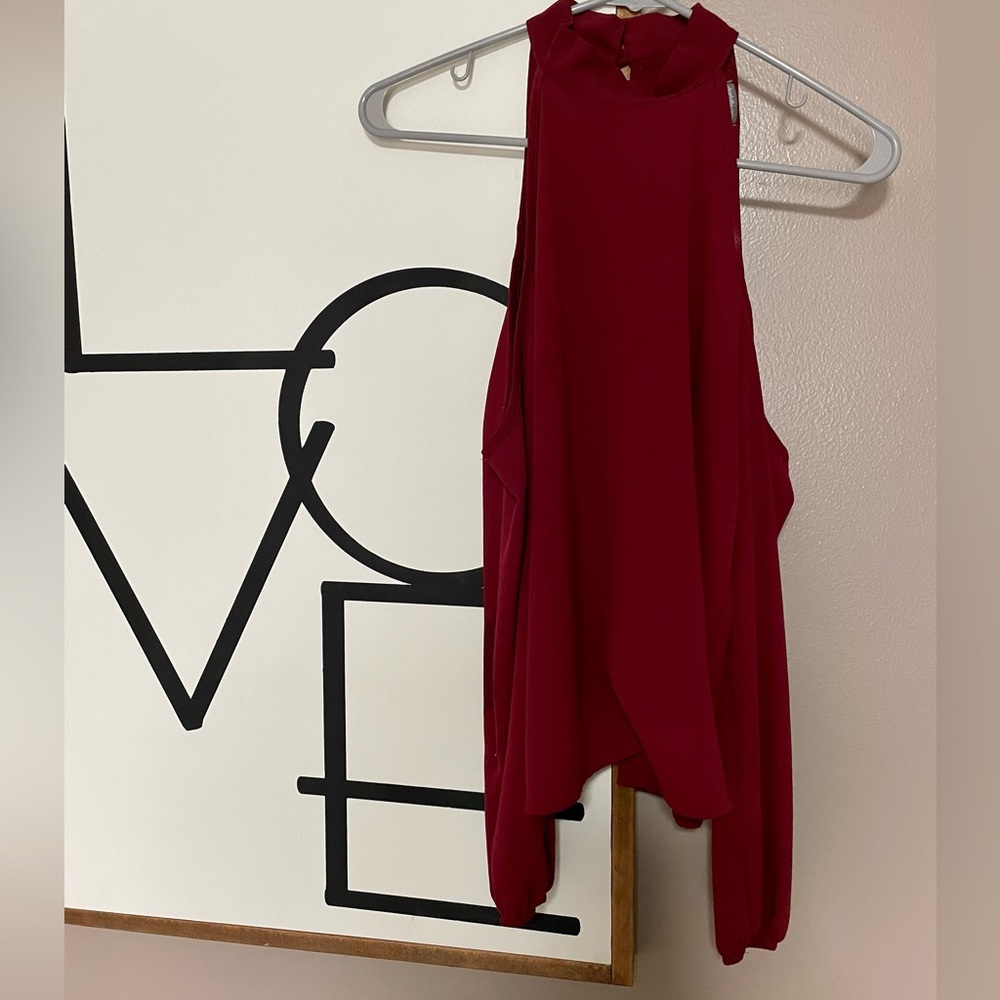 Cold shoulder maroon blouse